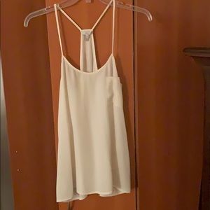 White silk tank with pocket